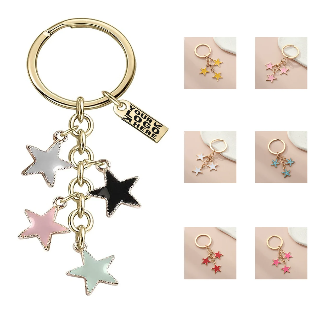 Girls Children Gifts Z615 4-color Little Stars Charms Pendants Keyring Keychain 1