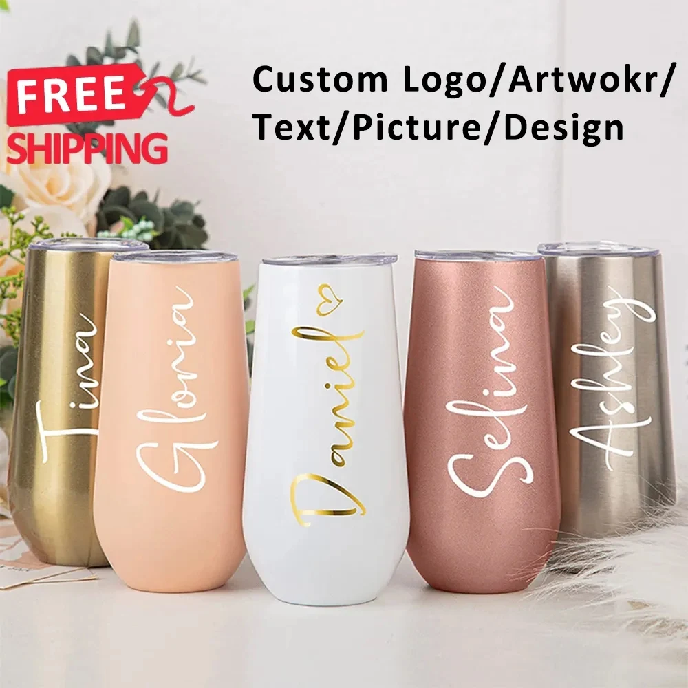 Insulated Champagne Flute With Top Lid Stainless Steel Cup 1