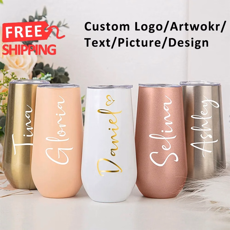 Insulated Champagne Flute With Top Lid Stainless Steel Cup