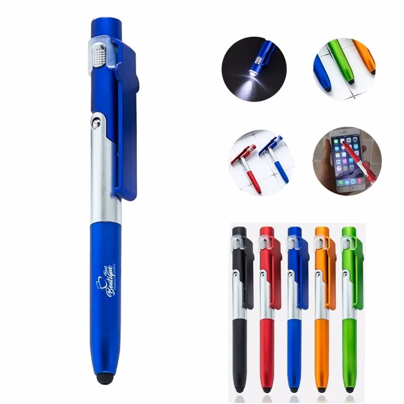 4 in 1 Ballpoint Pen with Tip Led Light Foldable Phone Stand