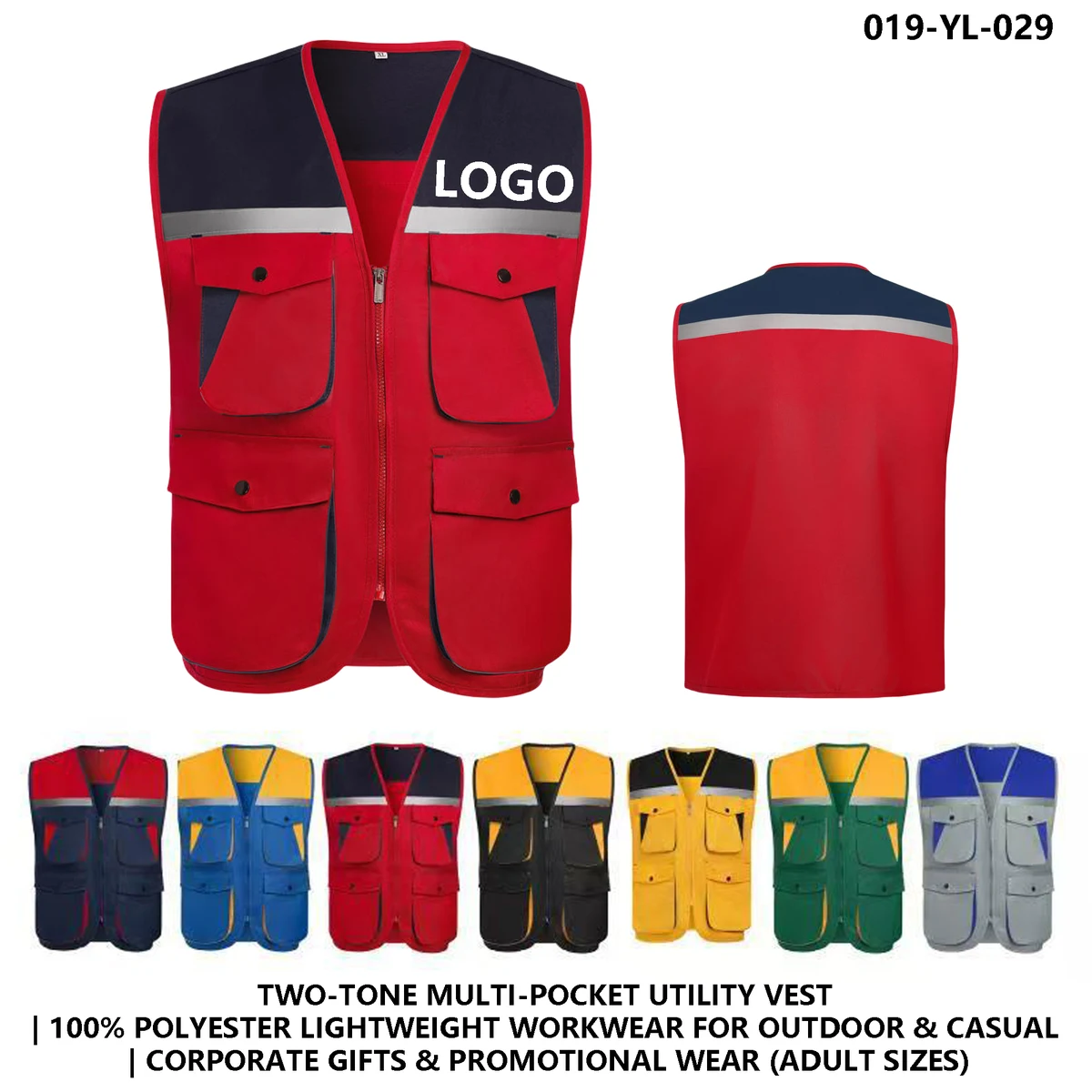 Work Vest ?C Multi-Pockets & Color Block, Custom Logo 1