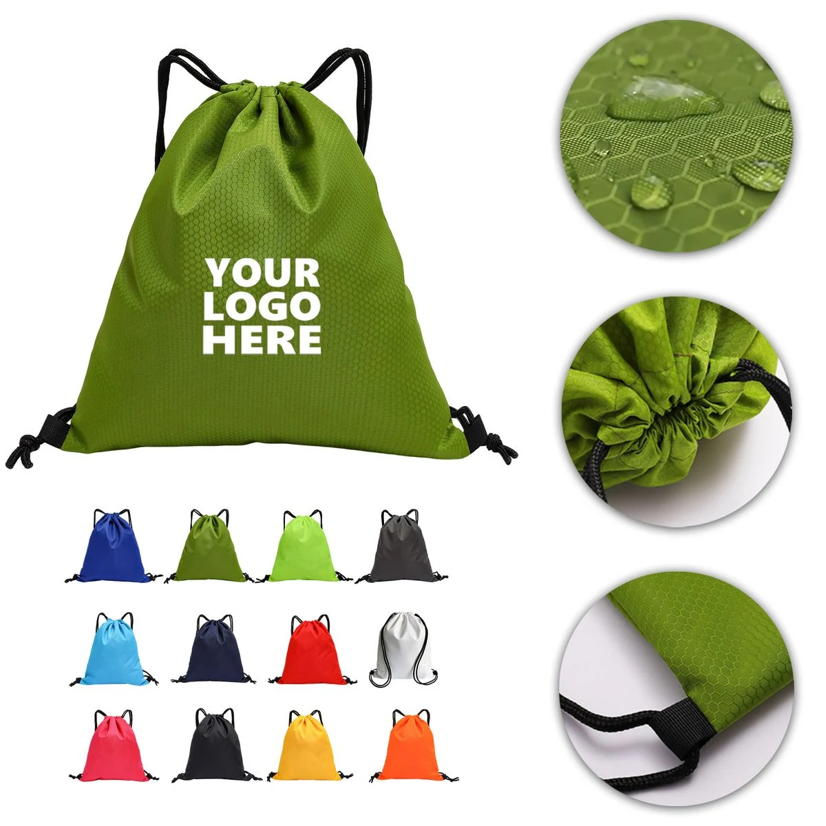 600D Soccer Pattern Waterproof Drawstring Bag 1