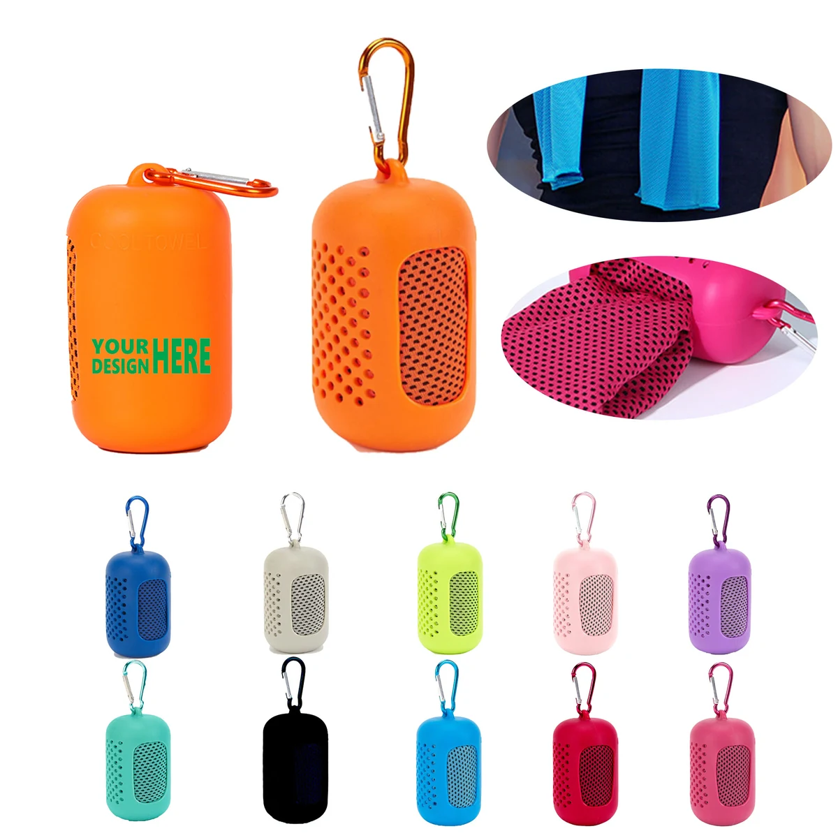 Ice Silk Cooling Towel with Silicone Case 1