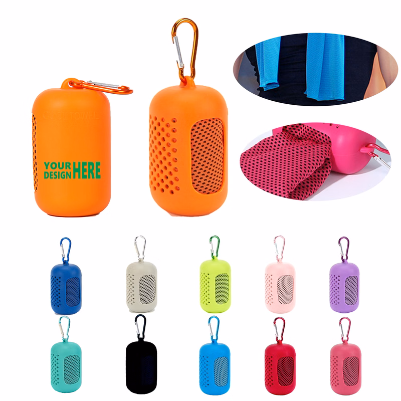 Ice Silk Cooling Towel with Silicone Case