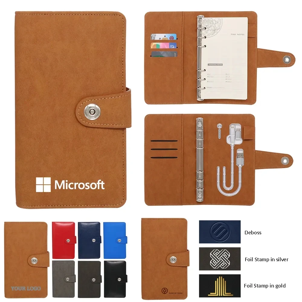 PU Leather A6 Notebook With 6000mAh Power Bank 1