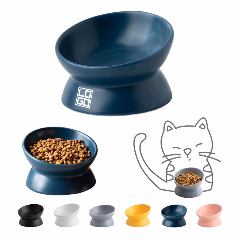 Ceramic Cat Bowl With Diagonal Foot