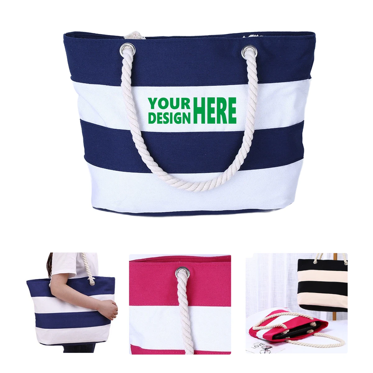 MOQ 50 Stylish Canvas Tote Bag with Jute Rope Handle Custom Logo, custom tote bag with logo imprint 1