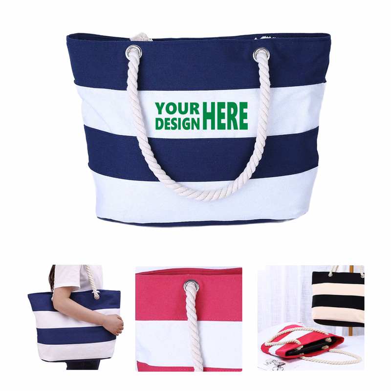 MOQ 50 Stylish Canvas Tote Bag with Jute Rope Handle Custom Logo