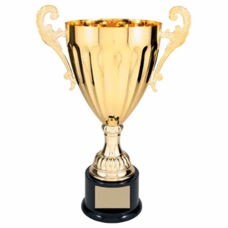 14 1/2" Gold Completed Metal Cup Trophy On Plastic Base
