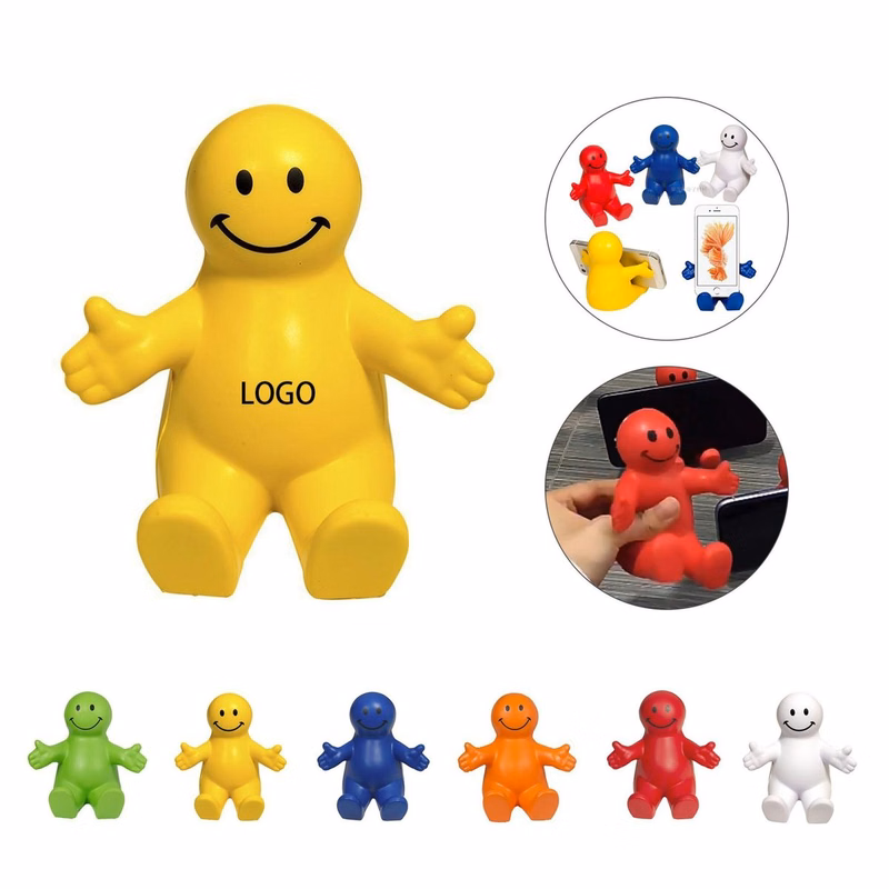 4-Inch PU Squeezable Smiley Face Phone Stand