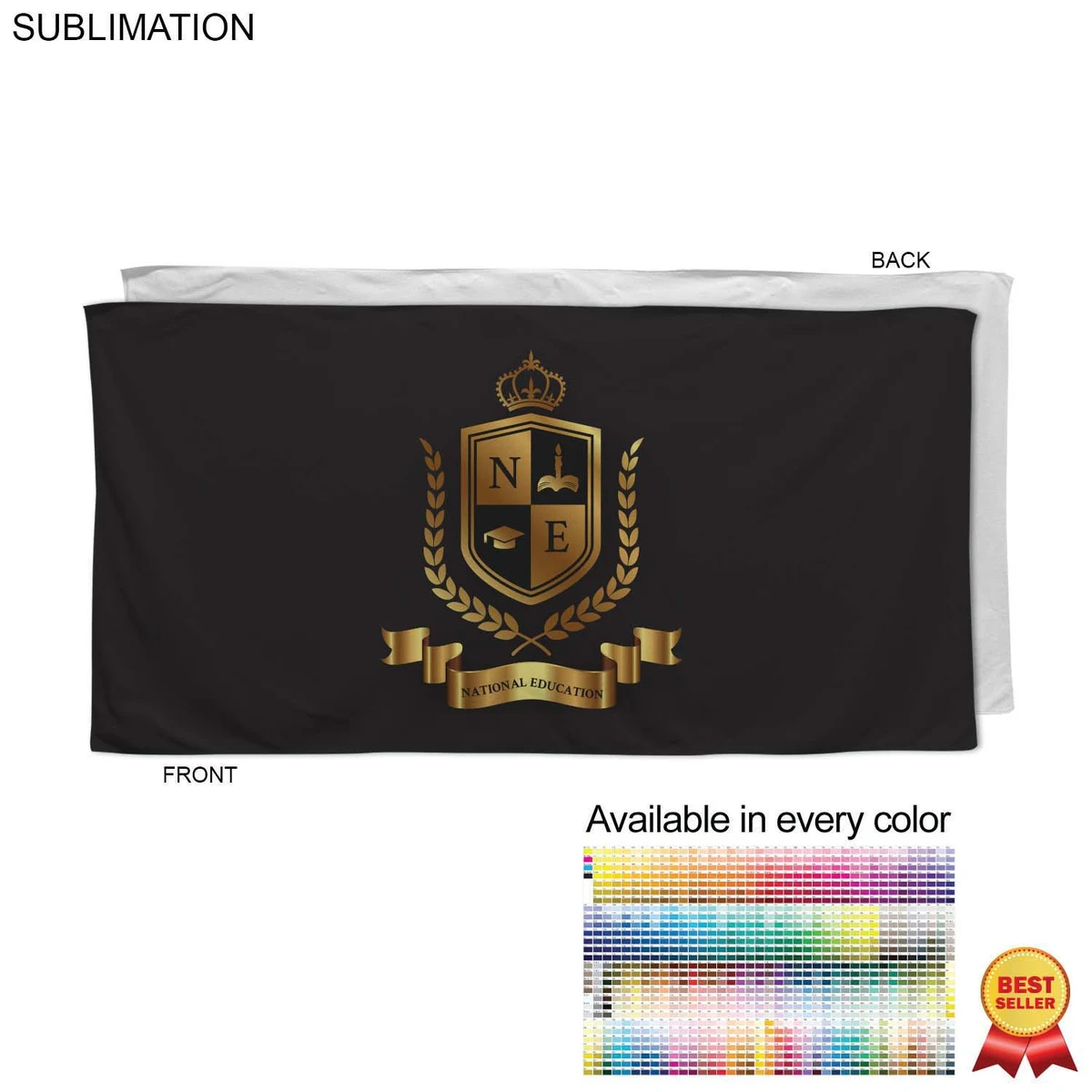 Colored Microfiber DriLite Terry Beach Towel, 30x60, Sublimated in Any PMS color Edge to Edge 1 side 1