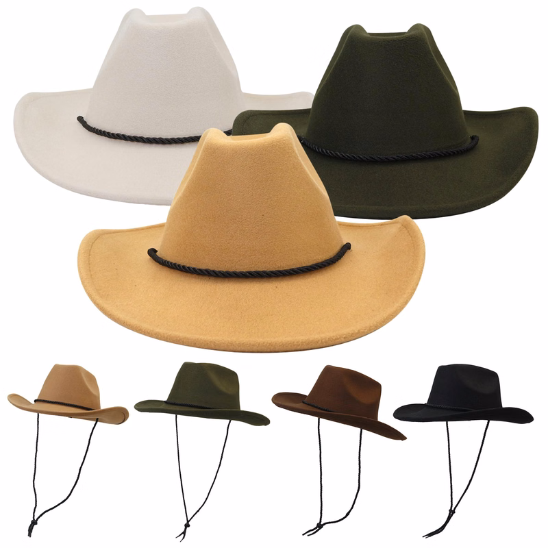 Black Felt Adjustable Adults Cowboy Hats