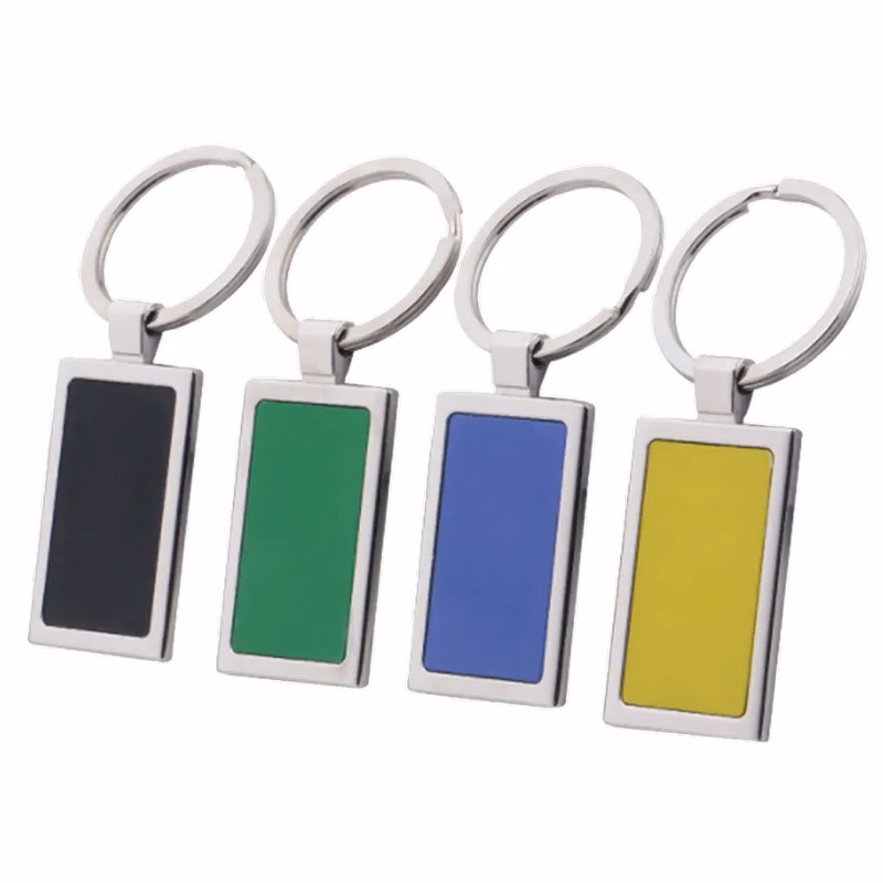 Colored Rectangle Metal Keychain