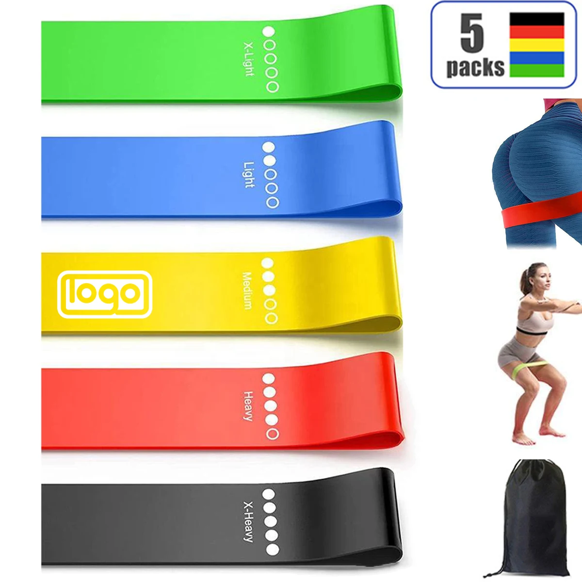 5 Piece TPE Yoga Resistance Bands Set 1