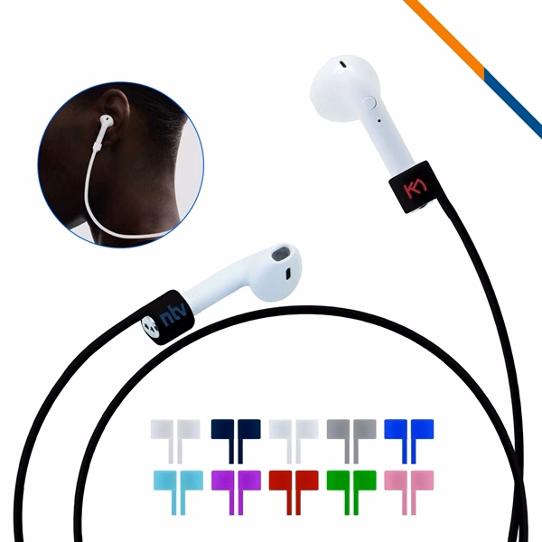 Custom Silicone Wireless Earbuds Strap 28 Inch — Full-Color Active Lifestyle Promo