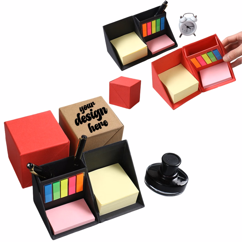 Sticky Notes Cube Box With Pen Holde