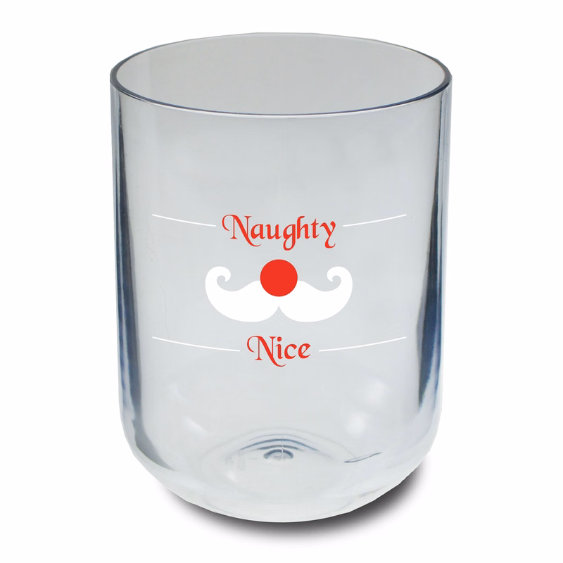 12oz "Naughty or Nice" Stock Holiday Stemless Plastic Wine Tumbler