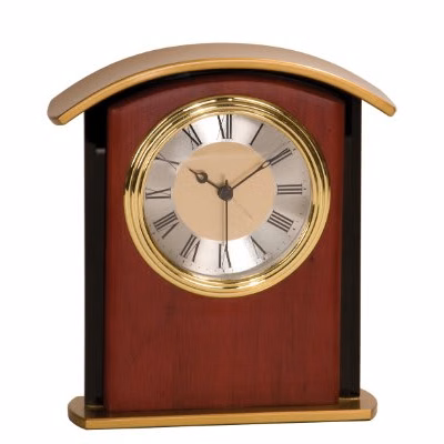 6 1/2" Mahogany Finish Gold Top Clock