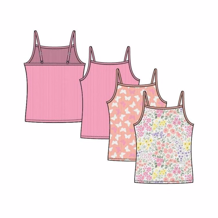 Girls' Ribbed Camisoles - Assorted Colors Size 4-6X 3pk