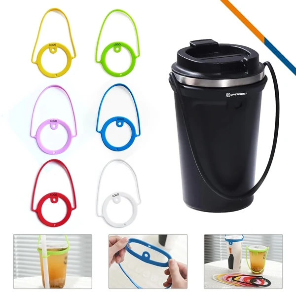 Custom Silicone Insulated Cup Carrying Handle 12.2 Inch — Travel Beverage Gift 1