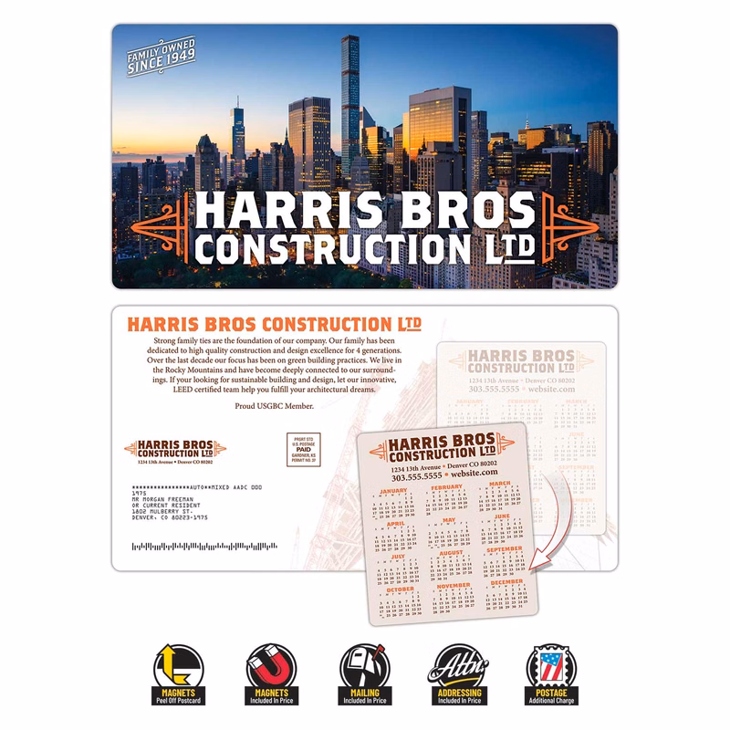Magna-Peel Laminated Postcard (10.5x5.5) 14pt with 3.5x4 Round Corner Magnet (25 mil)