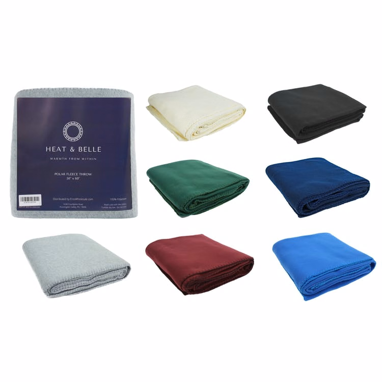 Polar Fleece Throw Blankets - Burgundy 50" x 60"