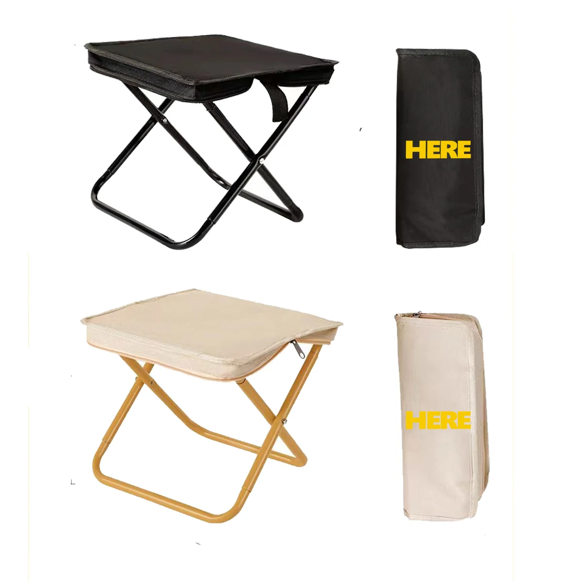 Collapsible Camping Stool with Zipper Carry Bag 1