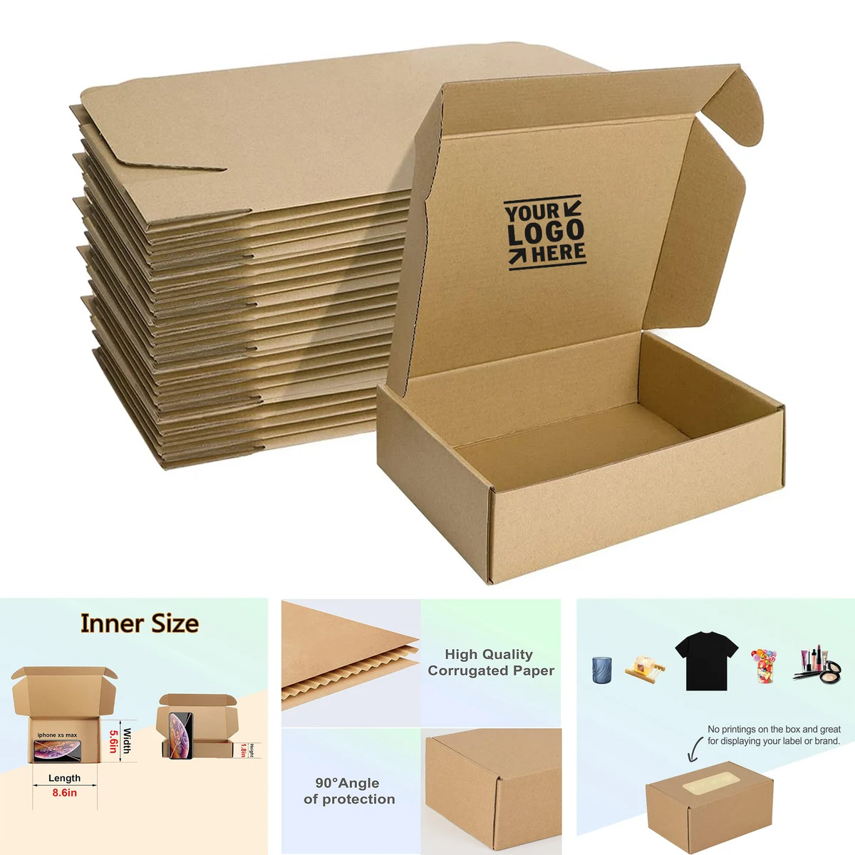 9x6x2 Inches DIY Gift Packing Mailer Literature Shipping Corrugated Cardboard Box 1