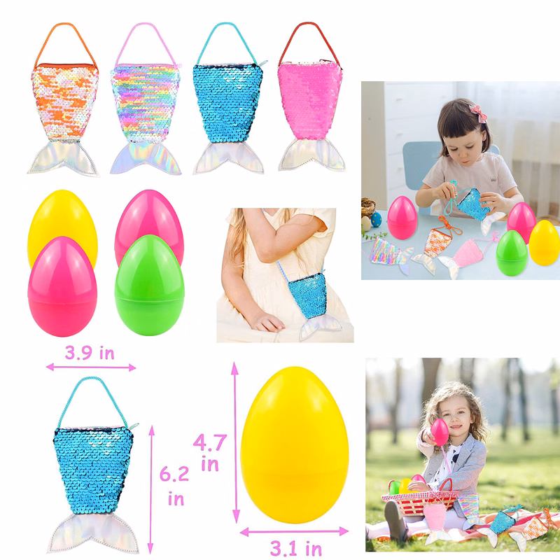 4 Pack Large Plastic Eggs with Cute Purse