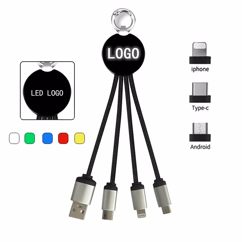 Multicharging 4 in 1 USB LED Cable With Lighting Logo