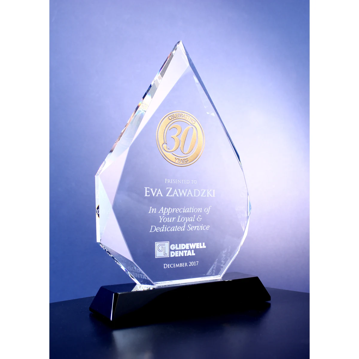 8'' Crystal Diamond Award On Black Base 1