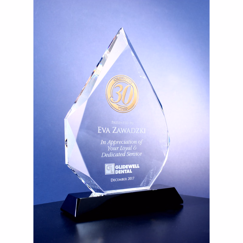 10'' Crystal Diamond Award On Black Base