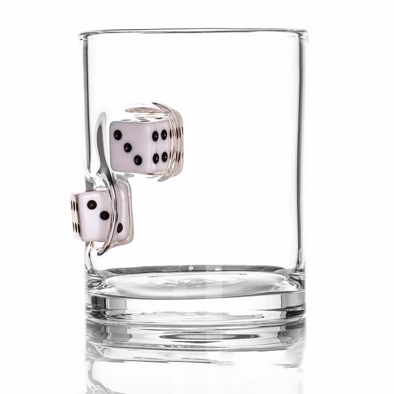 Embedded Dice 10oz Borosilicate Rock Glass