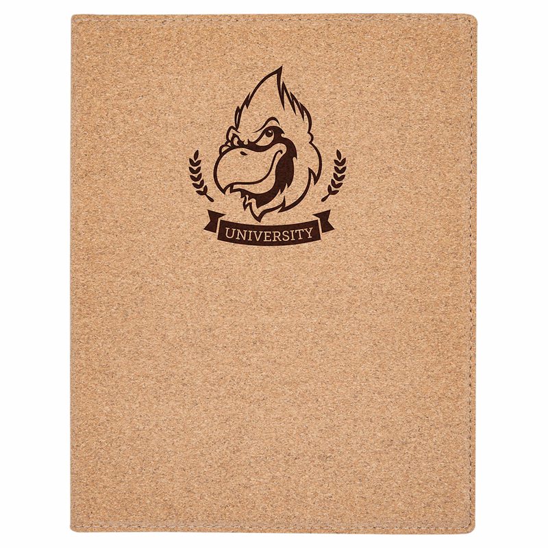7" x 9" Small Light Brown Cork Portfolio with Notepad
