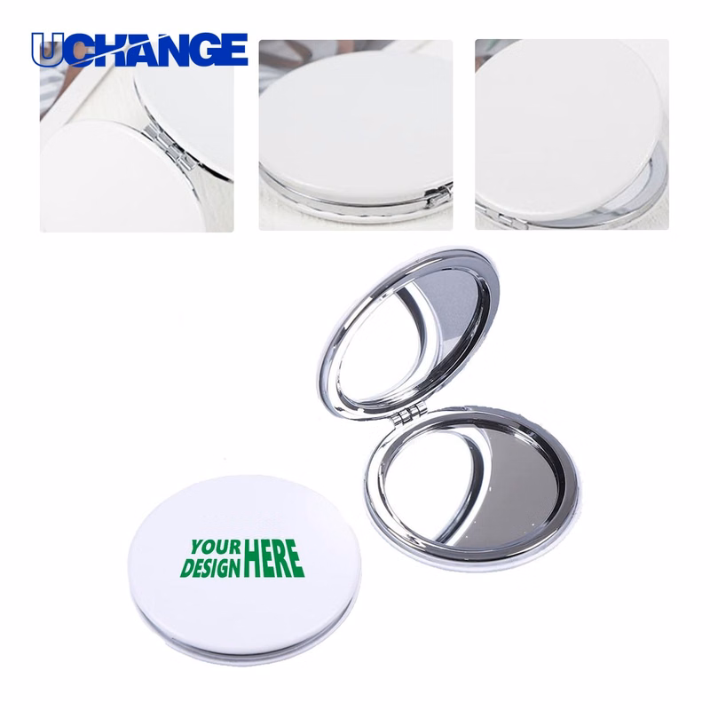 PU Leather Folding Pocket Makeup Mirror with Logo