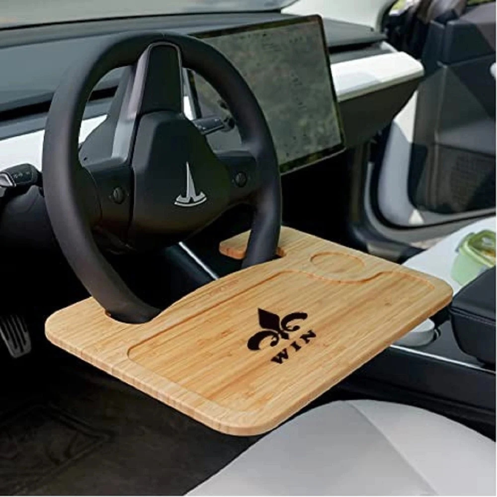 Bamboo Steering Wheel Travel Tray 1