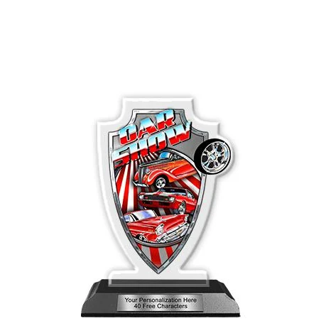 Acrylic Trophy: 6" Arrow Head, Car Show Design, 3x 1