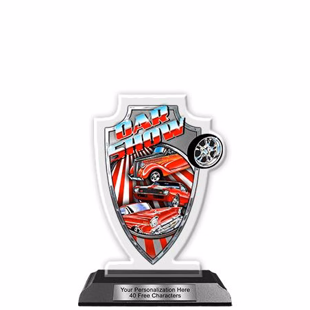 Acrylic Trophy: 6" Arrow Head, Car Show Design, 3x