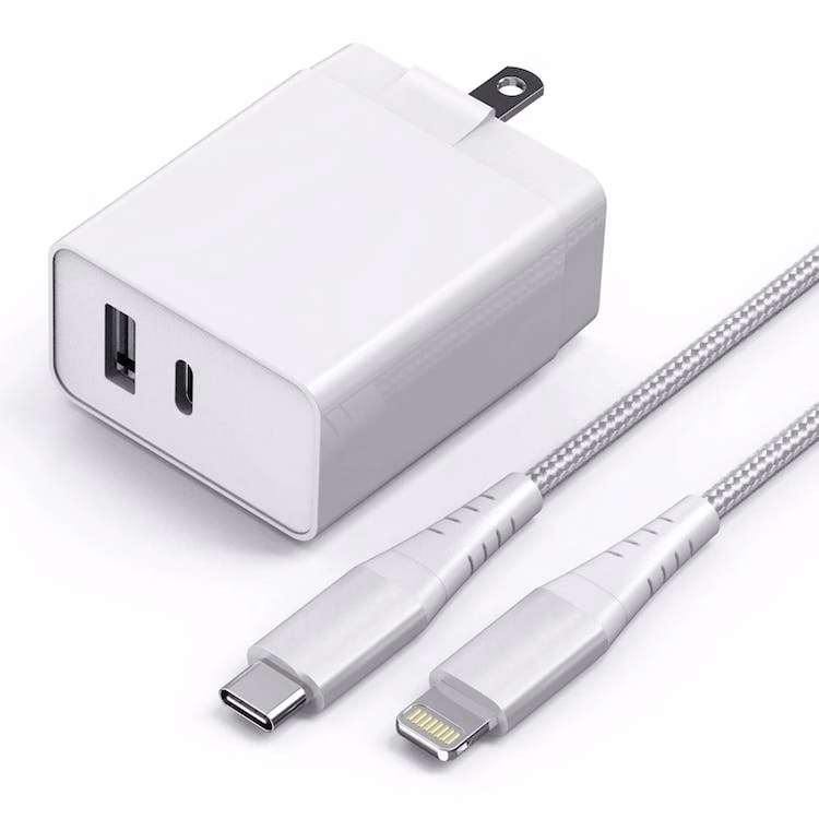 USB-PD Fast Wall Chargers with 6' USB-C to Lightning Cable - White 20W