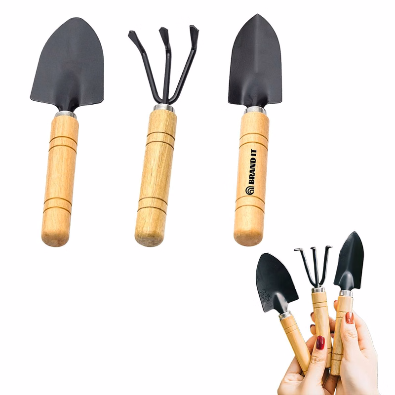 Mini Shovel Rake Spade Wooden Handle Set