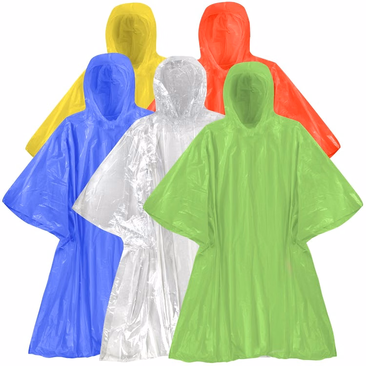 Adult Rain Ponchos - 5 Colors Disposable