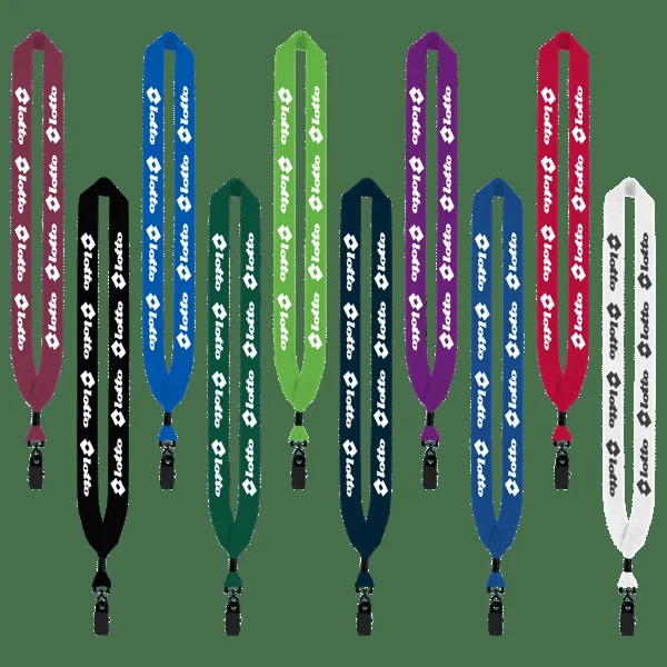 1" Cotton Lanyard with Metal Crimp & Metal Bulldog Clip 1