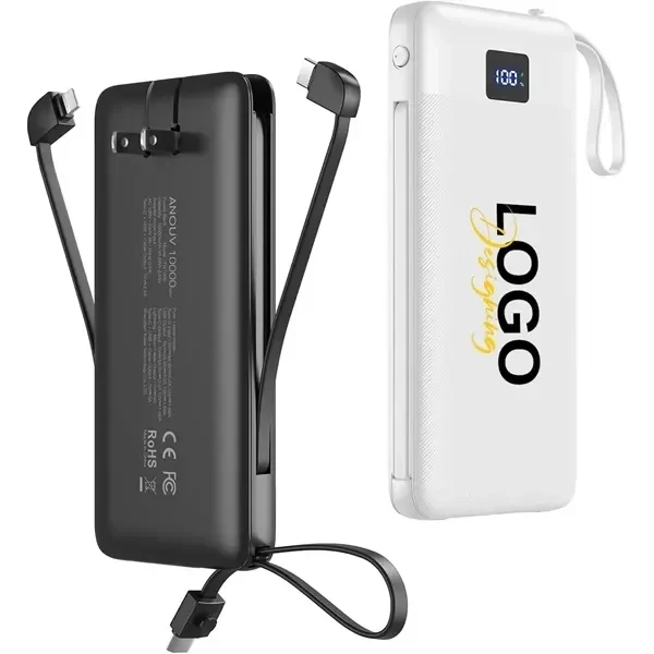 Portable Charger Built-in Cables and AC Wall Plug 1