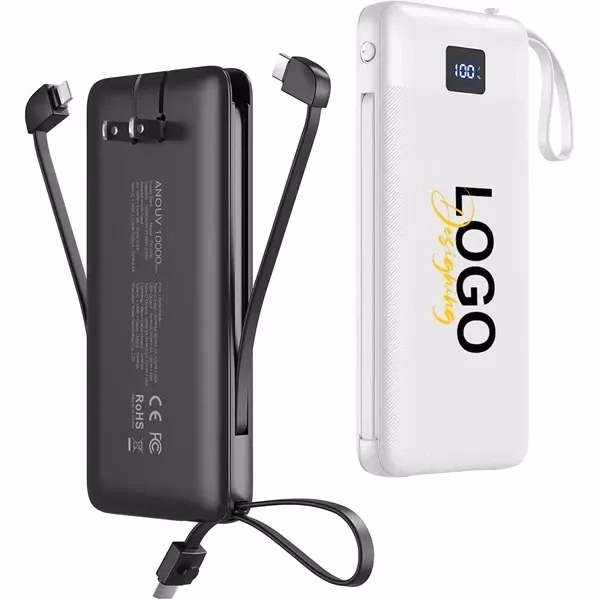 Portable Charger Built-in Cables and AC Wall Plug