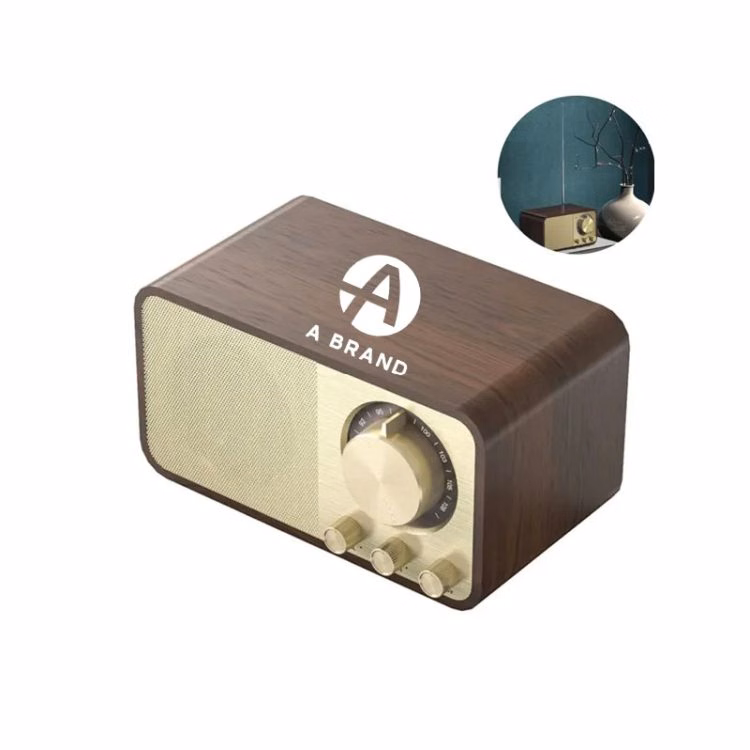 Wood Cabinet Mini Bluetooth Speaker with FM Tuner