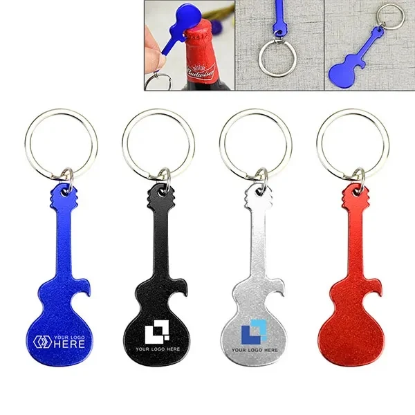 Aluminum Guitar Bottle Opener Keychain 1