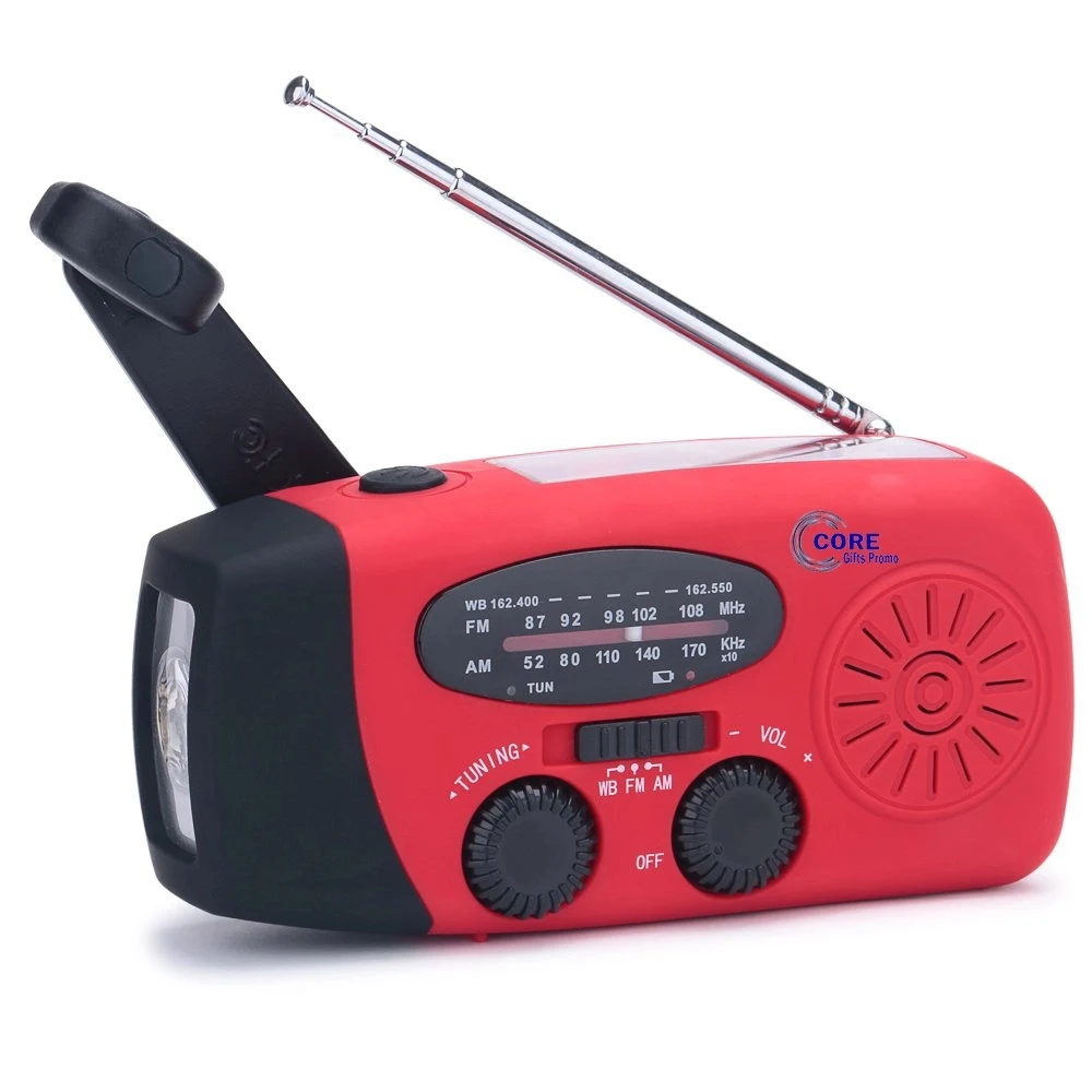 Emergency Solar Hand Crank NOAA AM/FM Radio LED Flashlight 1