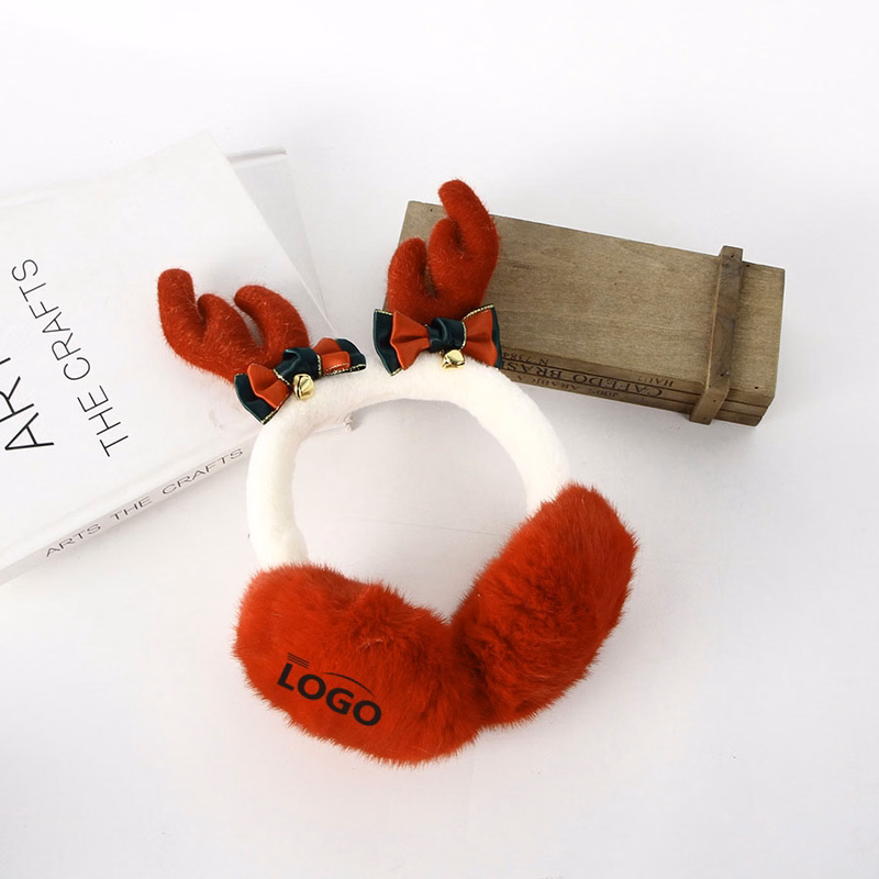 Festive Reindeer Antler Headband with Plush Earmuffs