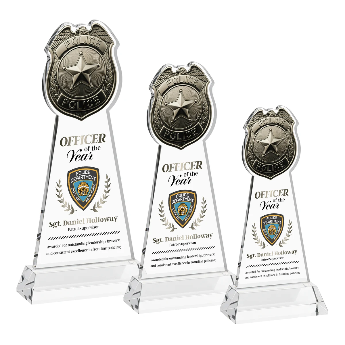 Police Badge VividPrint™ Award on Hartford Base - Clear 1