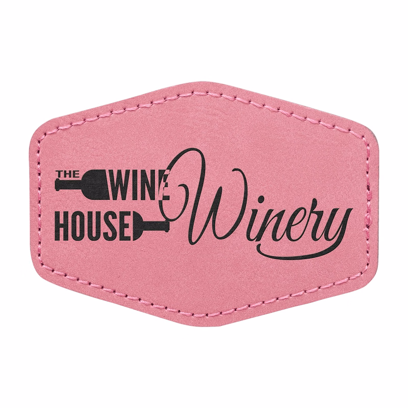 3" x 2" Pink Leatherette Hexagon Patch with Adhesive